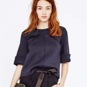 EUC Maje Scuba Neoprene Navy Zipper Top sz 3/L